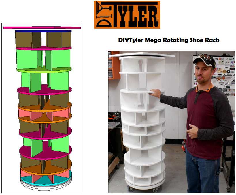 Mega Rotating Shoe Rack Plans - DIYTyler